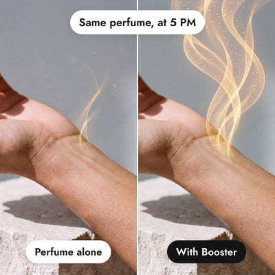 Same perfume at 5 pm: perfume alone versus with Booster