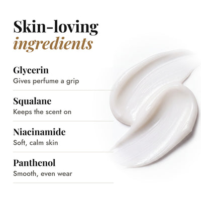 Skin-loving ingredients: glycerin, squalane, niacinamide, panthenol