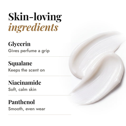 Skin-loving ingredients: glycerin, squalane, niacinamide, panthenol